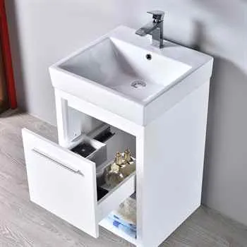 Milan 20 Inch Bathroom Vanity Set Glossy White with Sink