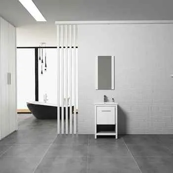 Milan 20 Inch Bathroom Vanity Set Glossy White with Sink