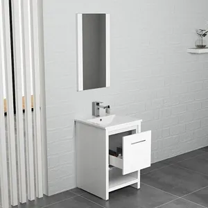 Milan 20 Inch Bathroom Vanity Set Glossy White with Sink
