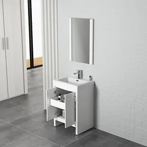 Milan 24 Inch Bathroom Vanity Glossy White Included Soft Close Drawer 