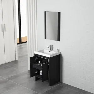 Milan 24 Inch Bathroom Vanity Silver Grey Ceramic Top-Mount Basin