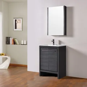 Milan 24 Inch Bathroom Vanity Silver Grey Ceramic Top-Mount Basin
