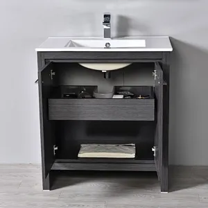 Milan 24 Inch Bathroom Vanity Silver Grey Ceramic Top-Mount Basin