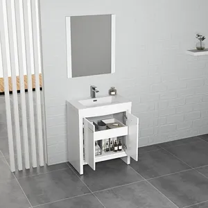 Milan 30 Inch Bathroom Vanity Glossy White Spacious Storage