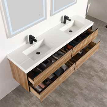 Milan 72 inch Maple Strip Double Sink Vanity