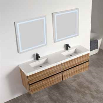 Milan 72 inch Maple Strip Double Sink Vanity