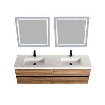 Milan 72 inch Maple Strip Double Sink Vanity