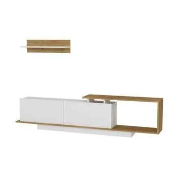 Modern Unique TV Stand for TVs up to 40" / Entertainment Center with Sturdy Storage Shelves