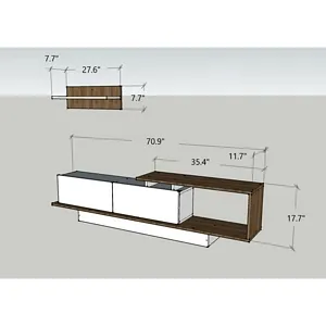 Modern Unique TV Stand for TVs up to 40" / Entertainment Center with Sturdy Storage Shelves