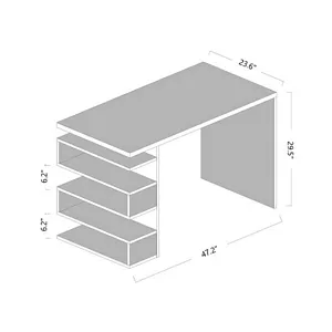 Modern White Computer Desk with 4-Shelves