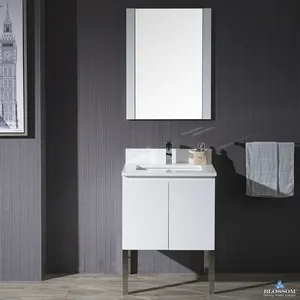 Monaco 24" Bathroom Vanity Glossy White With Chrome Legs & Gorgeous Design