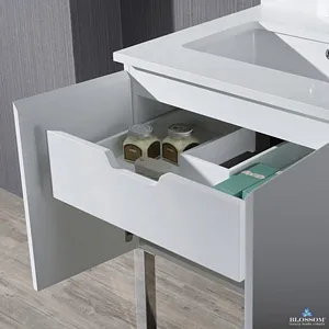 Monaco 24" Bathroom Vanity Glossy White With Chrome Legs & Gorgeous Design