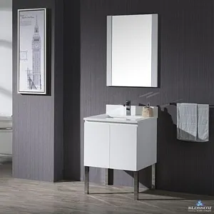 Monaco 24" Bathroom Vanity Glossy White With Chrome Legs & Gorgeous Design