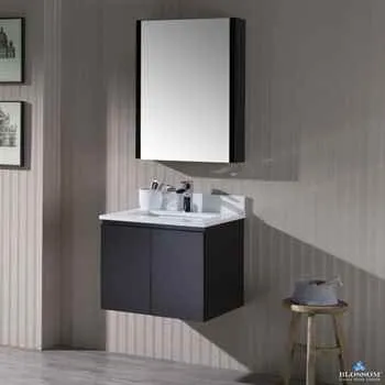 Monaco 24 Inch Espresso Bathroom Vanity Wall Mounted With Counter Top
