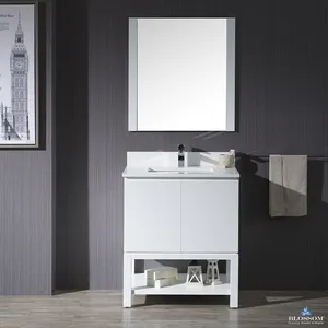 Monaco 30" Bathroom Vanity Glossy White Included Wood Legs & Ceramic Basin