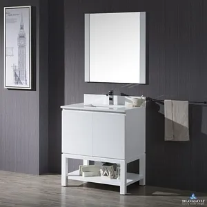 Monaco 30" Bathroom Vanity Glossy White Included Wood Legs & Ceramic Basin