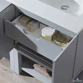 Monaco 48 Inch Metal Grey Bathroom Vanity With Ceramic&Double Basins