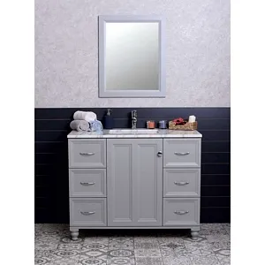 Monarch 42 inch Gray Color Bathroom Cabinet 6 Drawers 1 Door with 2 shelves