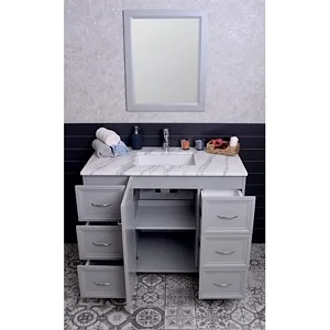 Monarch 42 inch Gray Color Bathroom Cabinet 6 Drawers 1 Door with 2 shelves