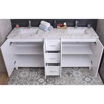 Monarch 72" White Bathroom Cabinet