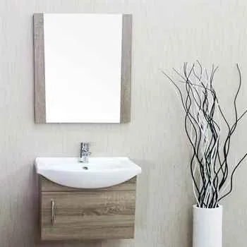 Naples 18 Inch Bathroom Vanity Cart Oak Color With Ceramic Basin