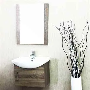 Naples 18 Inch Bathroom Vanity Cart Oak Color With Ceramic Basin