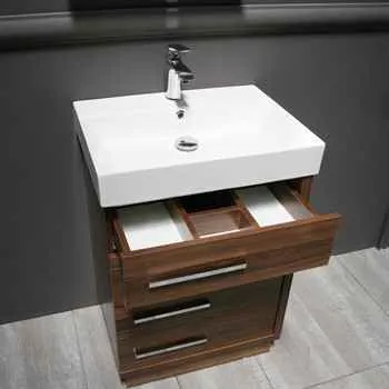 Newark 24" Walnut Bathroom Cabinet with Porcelain Sink