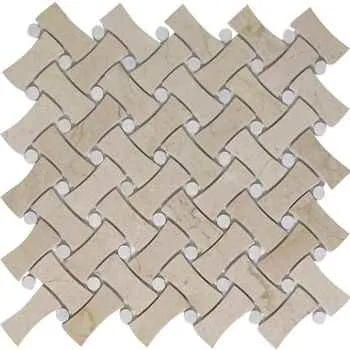 Nova Weave Crema Marfil Beige & White Dot Marble Mosaic Tile Polished Sheet Size: 11.5"x11.5" - <b>EXTRA 5% off</b>