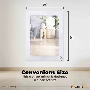 Otto 24" White Color Bathroom-Bedroom-Living Room Mirror with 2 inch Frame