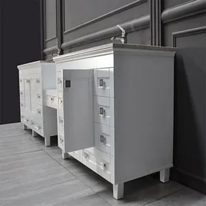 Otto Colorado 108 inch White Bathroom Vanity with Bathroom Organizer