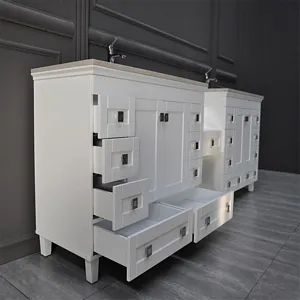 Otto Colorado 108 inch White Bathroom Vanity with Bathroom Organizer