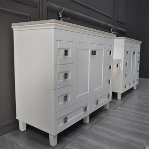 Otto Colorado 108 inch White Bathroom Vanity with Bathroom Organizer