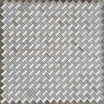 Oyster & Athens Gray Nova Basketweave Marble Mosaic Polished Marble 11.5"x11.5" - <b>extra discount of 7%</b>