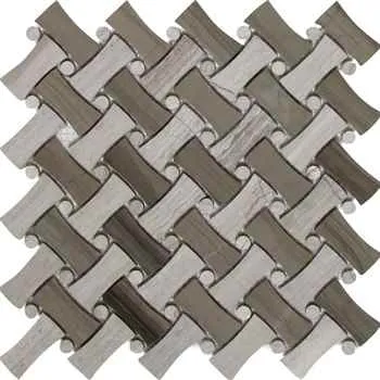 Oyster & Athens Gray Nova Basketweave Marble Mosaic Polished Marble 11.5"x11.5" - <b>extra discount of 7%</b>