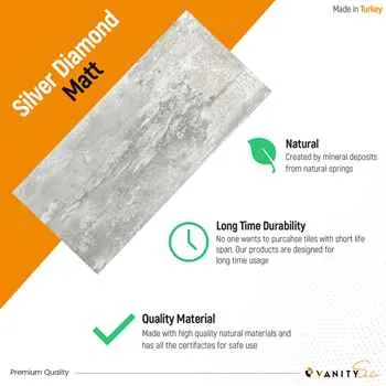 Pallet Porcelain Tile Silver Diamond Glossy 24"X48" - An Extra 5% off