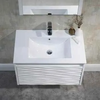 Paris 30 Inch Bathroom Vanity Glossy White Solid Wood & Matching Side Cabinet