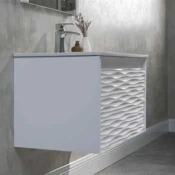 Paris 30 Inch Bathroom Vanity Glossy White Solid Wood & Matching Side Cabinet