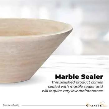 Paris Bathroom Stone Vessel Sink Marble Bursa Beige Honed H: 6" X Q16" Top Sink