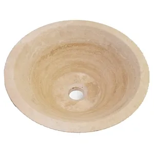 Paris Bathroom Stone Vessel Sink Marble Bursa Beige Honed H: 6" X Q16" Top Sink