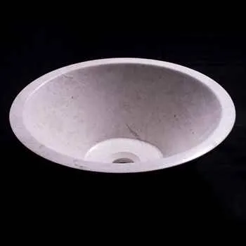 Paris Bathroom Stone Vessel Sink Marble Light Beige Honed H: 6" X Q16" Top Sink