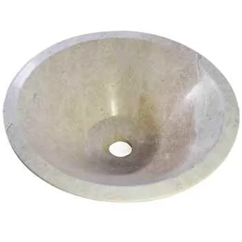 Paris Bathroom Stone Vessel Sink Marble Light Beige Honed H: 6" X Q16" Top Sink