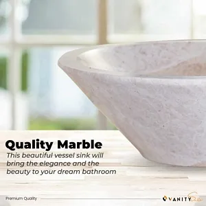 Paris Bathroom Stone Vessel Sink Marble Light Beige Honed H: 6" X Q16" Top Sink