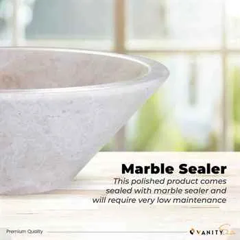 Paris Bathroom Stone Vessel Sink Marble Light Beige Honed H: 6" X Q16" Top Sink