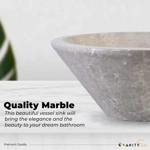 Paris Bathroom Stone Vessel Sink Marble Silver Sky Honed H: 6" X Q16" Top Sink