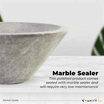 Paris Bathroom Stone Vessel Sink Marble Silver Sky Honed H: 6" X Q16" Top Sink