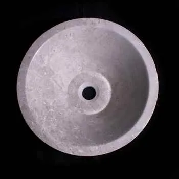 Paris Bathroom Stone Vessel Sink Marble Silver Sky Honed H: 6" X Q16" Top Sink