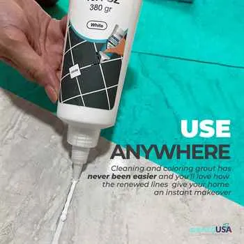 PentaUSA 380 gr-13.4oz White Tile Grout Repair Kit  3 Triple Protection, Fast Drying Grout
