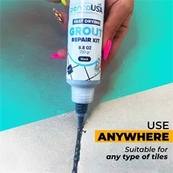PentaUSA 250 Gr Black Tile Grout Repairs Kit 3 Triple Protection, Fast Drying Grout Repair Kit-8.8oz