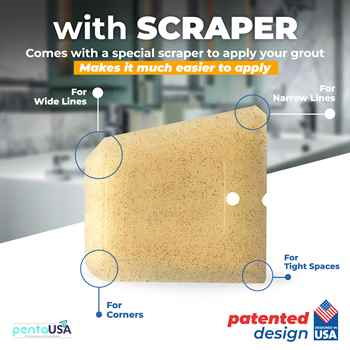 Pentausa GOLD Glitter Tile Grout 180 ml-6 fl oz Fast Drying Grout Paint, Shiny Grout Repair Kit - Renew Grout Lines in Bathroom, Kitchen, Countertops (180 ml, 6 Fl Oz) (Gold)