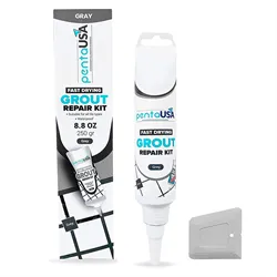 PentaUSA Gray Tile Grout Repair Kit, Fast Drying 250gr-8.8 oz